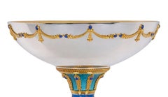 Monumental Swan Sky Imperial Silver, Lapis Lazuli and Enamel Fruit Bowl