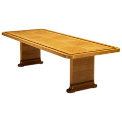 Monumental Swedish Art Deco Dining Table in Ash and Walnut Burl Wood Monumental Swedish Art Deco Dining Table in Ash and Walnut Burl Wood