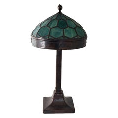Monumental Swedish Art Nouveau Copper and Wrought Iron Table Lamp