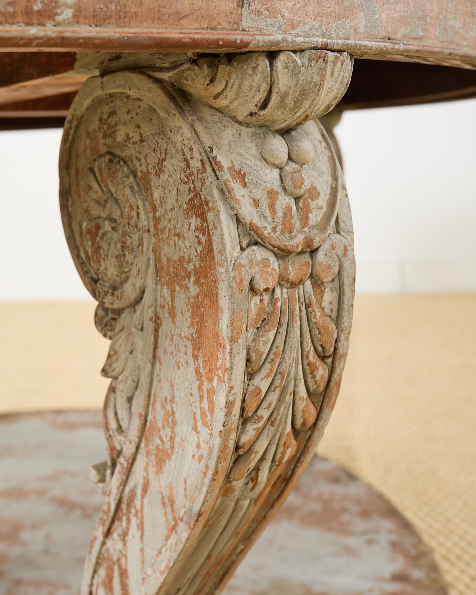 Monumental Swedish Gustavian Style Marble Top Center Table For Sale 5