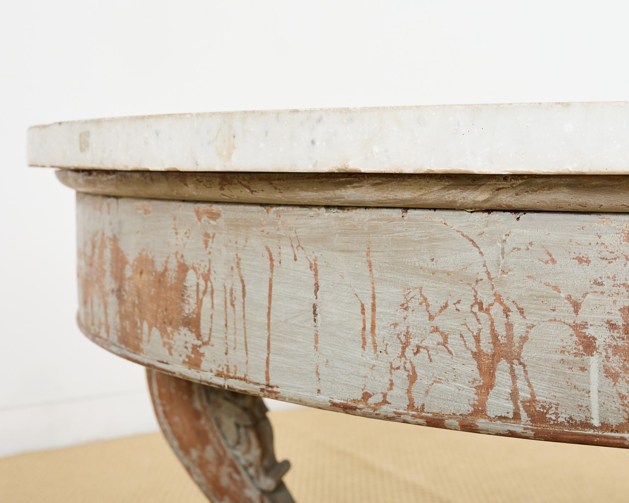 Monumental Swedish Gustavian Style Marble Top Center Table For Sale 6