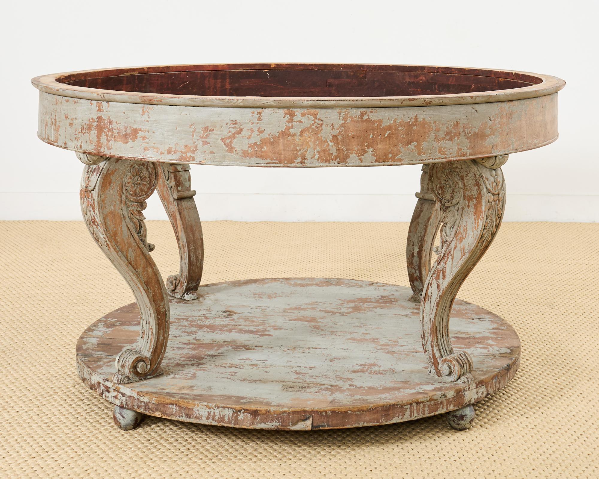 Monumental Swedish Gustavian Style Marble Top Center Table For Sale 13