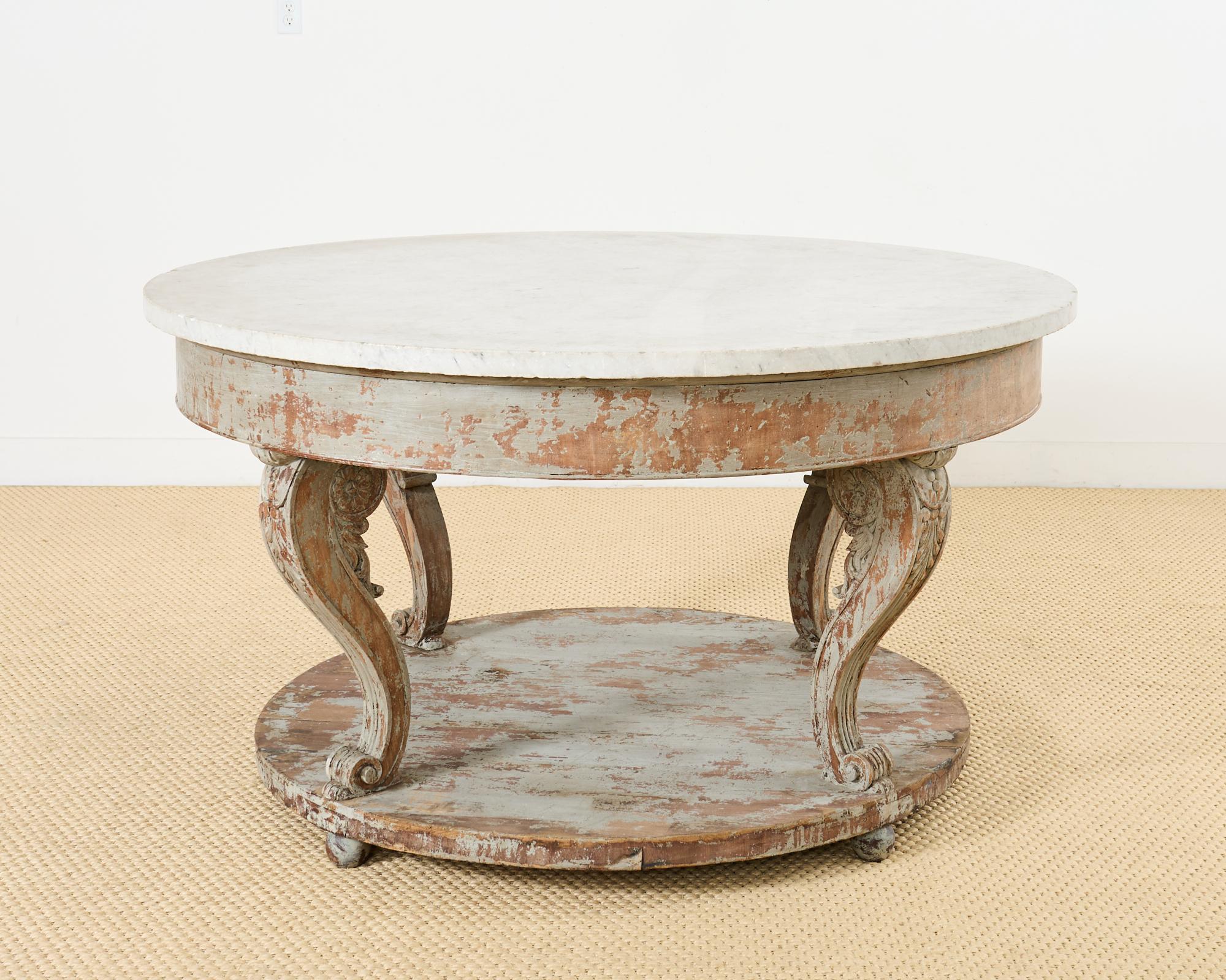 19th Century Monumental Swedish Gustavian Style Marble Top Center Table For Sale