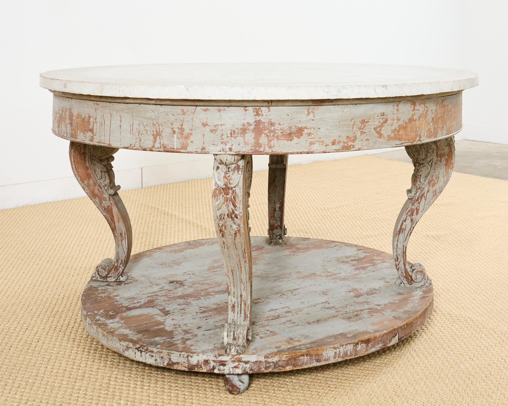 Monumental Swedish Gustavian Style Marble Top Center Table For Sale 1