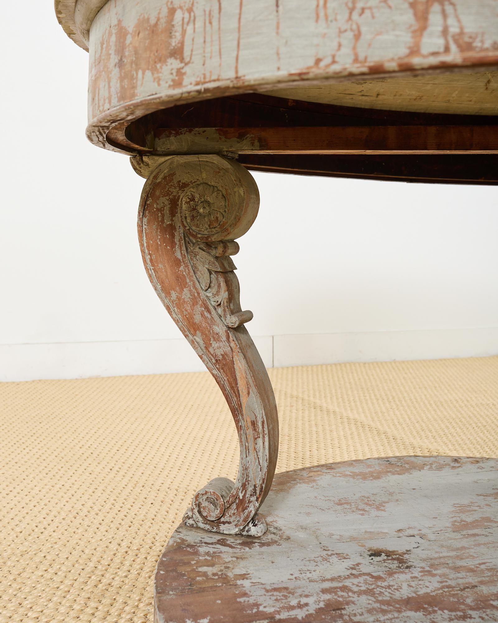 Monumental Swedish Gustavian Style Marble Top Center Table For Sale 3