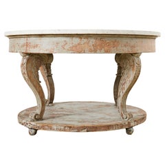 Monumental Swedish Gustavian Style Marble Top Center Table