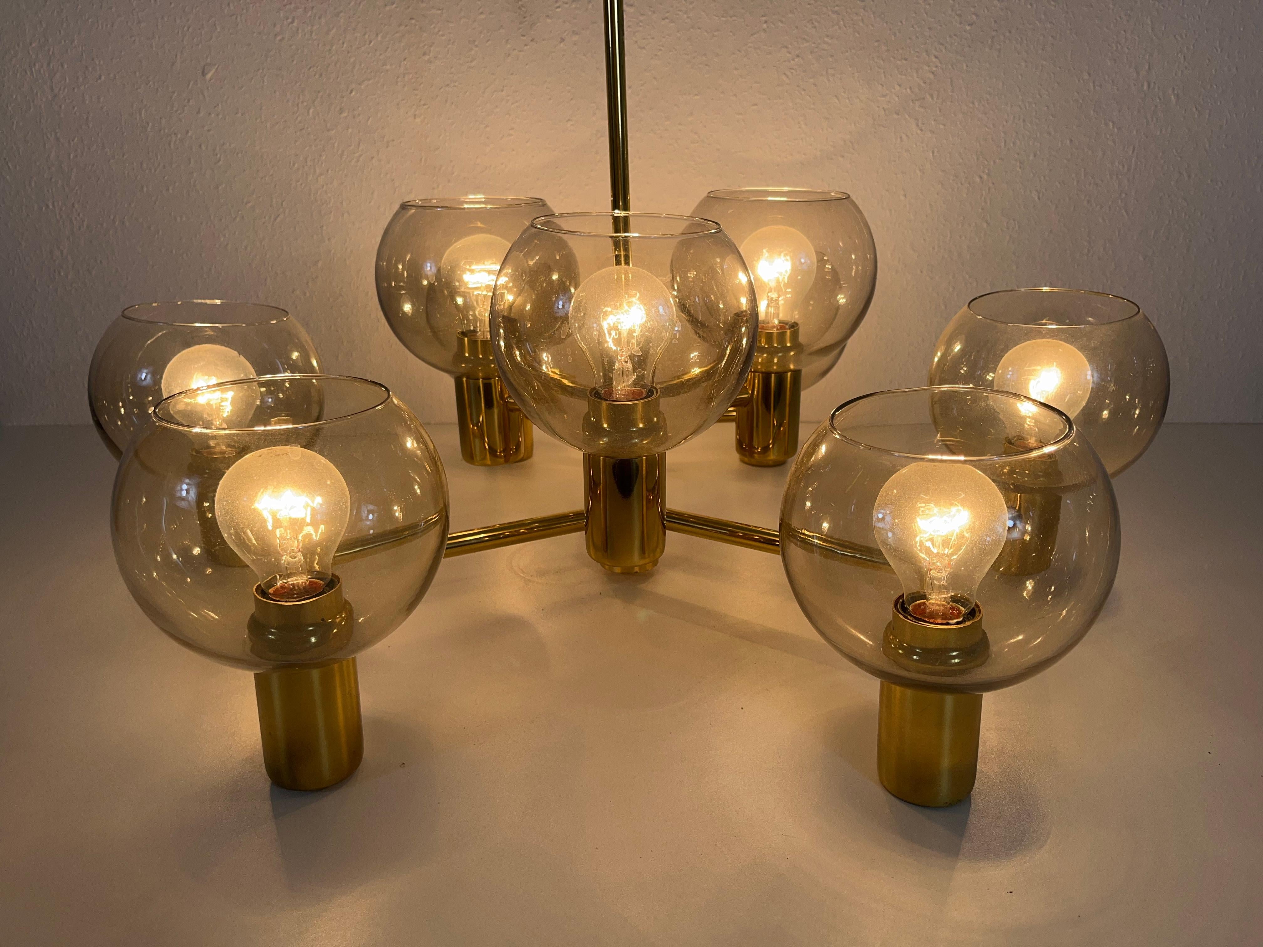 Monumental Swedish Mid-Century Modern Brass and Glass Chandelier, 1960s For Sale 5