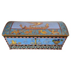 Monumental Swedish Neoclassical Hand Painted Dowry Chest