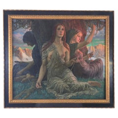 Monumental Symbolist Painting "The Three Fates" by M. Wiegand