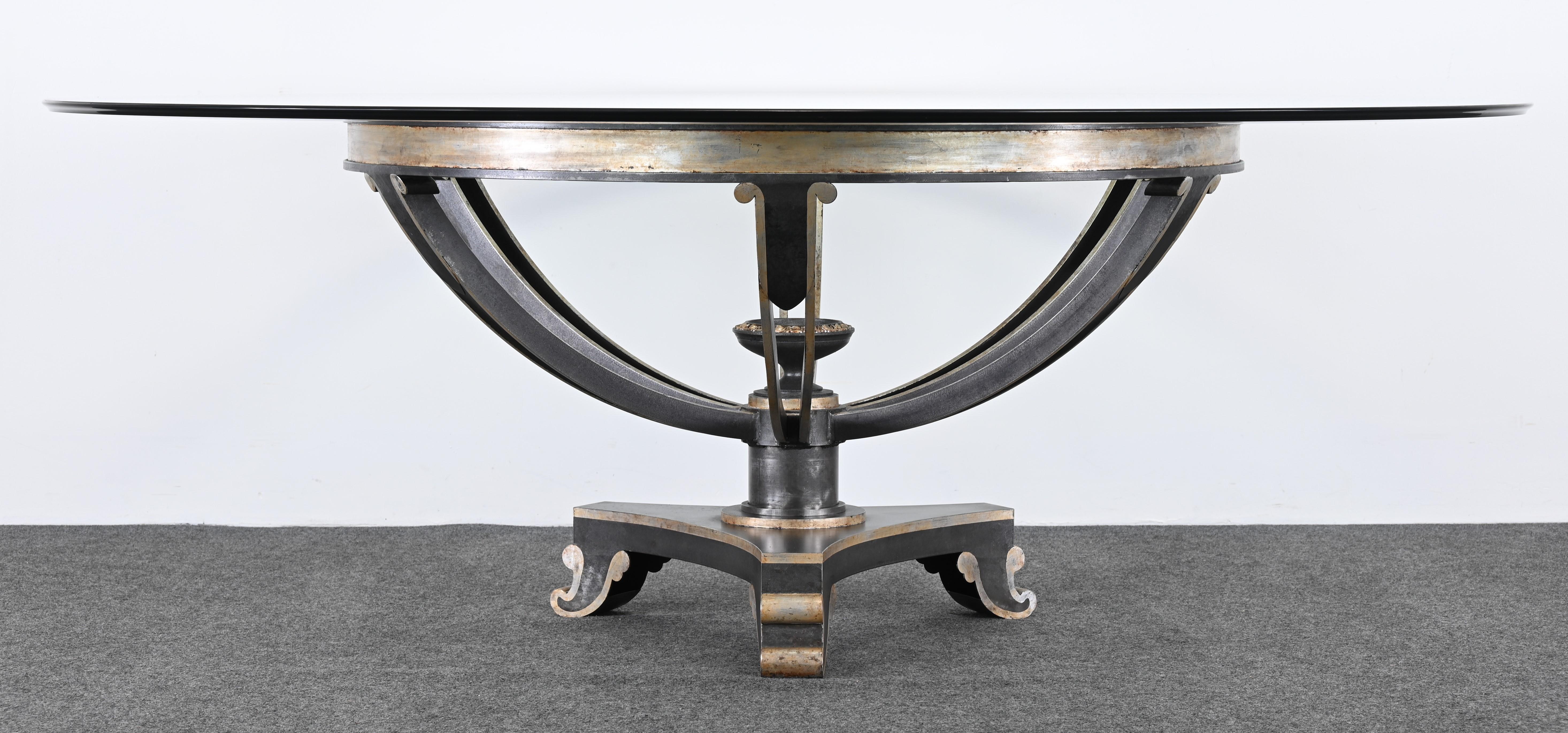 A monumental center table or dining table crafted by Niermann Weeks renowned for unique craftsmanship and bespoke design. This magnificent table came out of a well-known art collector's residence. The table is custom designed and made of cast iron