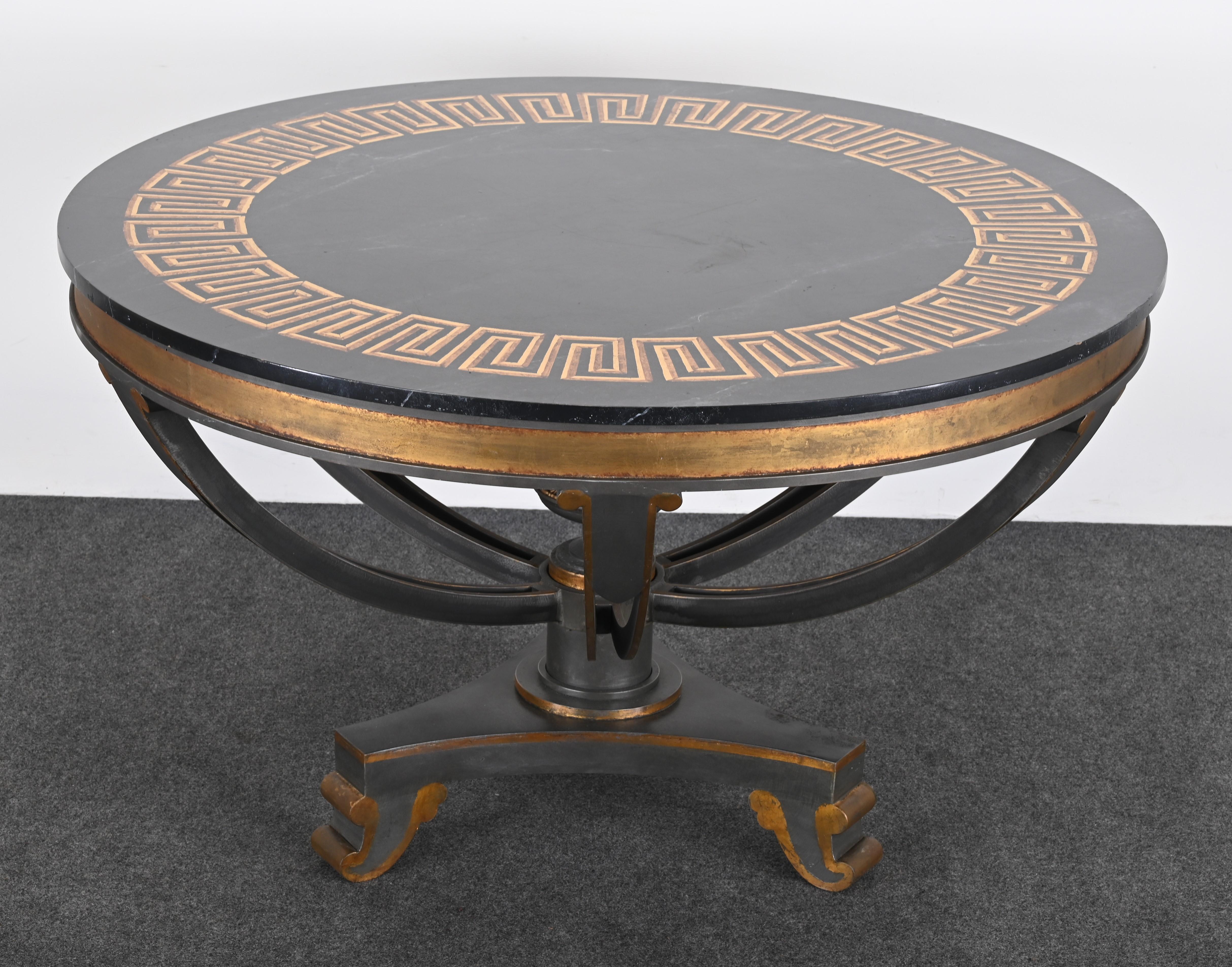 A monumental center table or dining table crafted by Niermann Weeks renowned for unique craftsmanship and bespoke design. This magnificent table came from a high-end estate. The table is custom designed and made of cast iron and steel patinated with