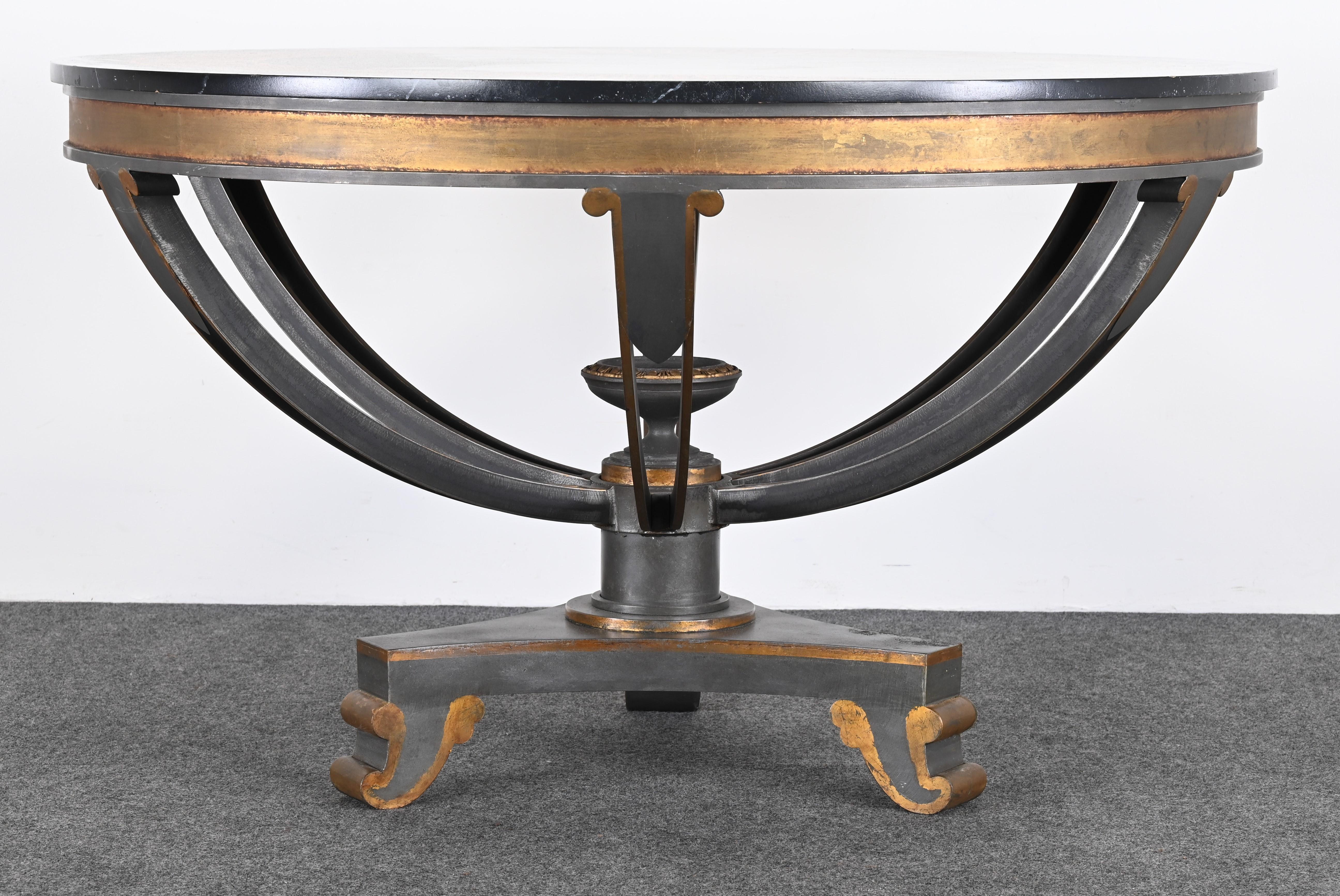 Steel Monumental Table by Niermann Weeks with Neo Classical Top, 20th Century For Sale