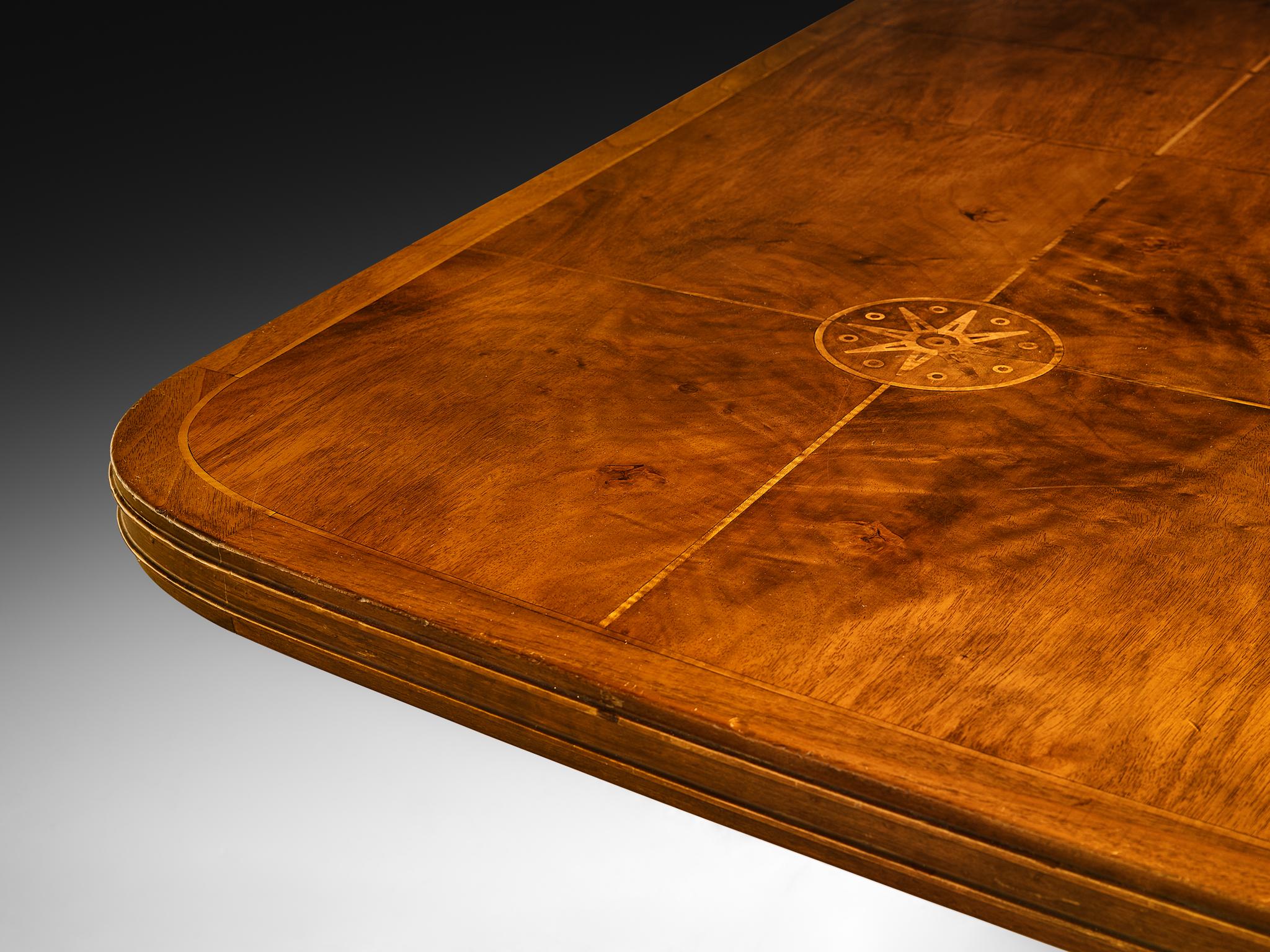Mid-Century Modern Monumental Table in Walnut with Decorative Inlay For Sale