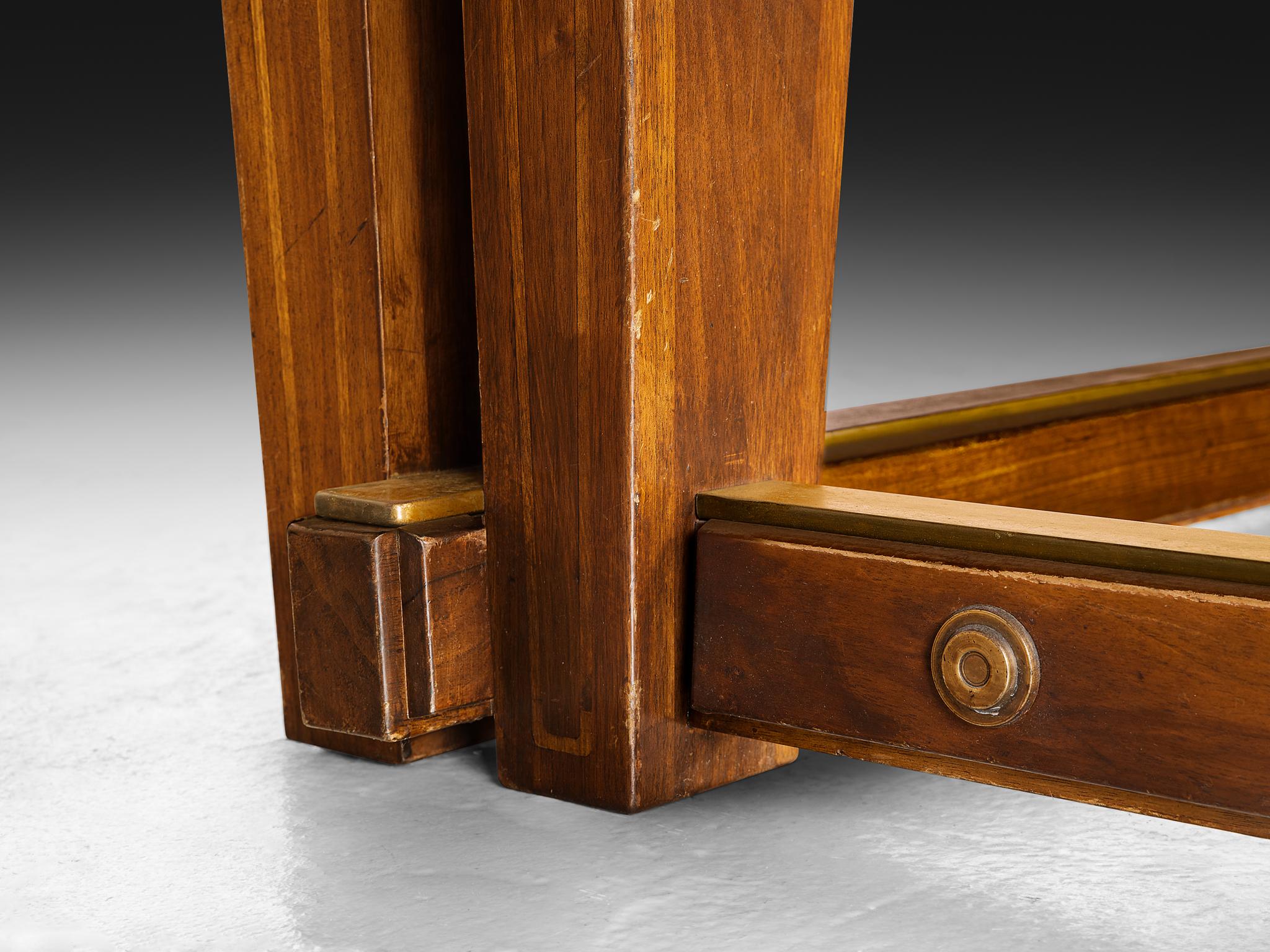 Monumental Table in Walnut with Decorative Inlay For Sale 1