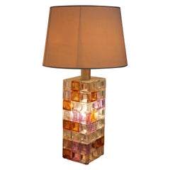 Monumental Table Lamp Cubic Murano Glass by Poliarte Design Albano Poli, 1960