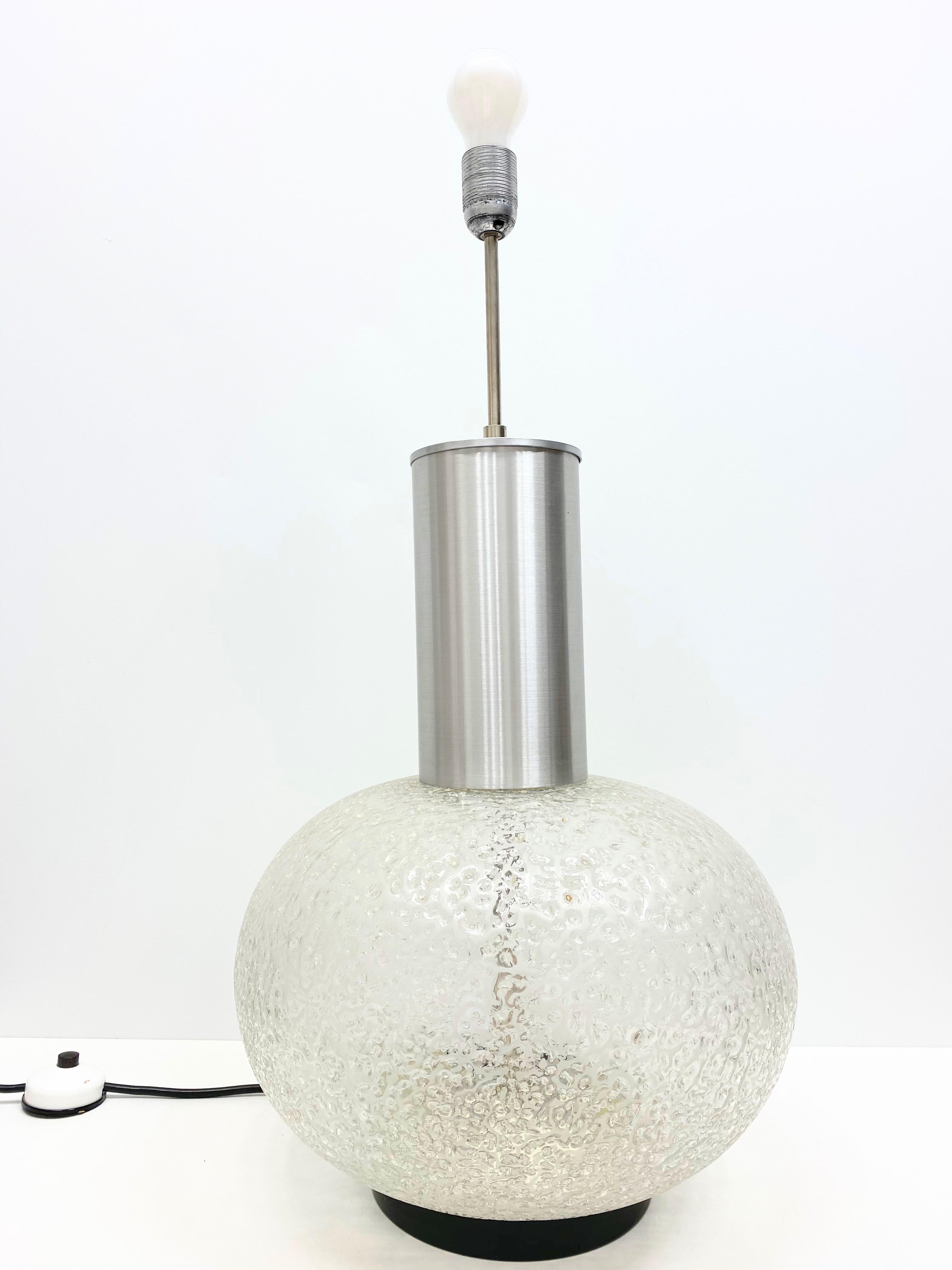 Monumental Table Lamp Foot Snowball Ice Glass Globe, 1960s Doria Leuchten For Sale 3