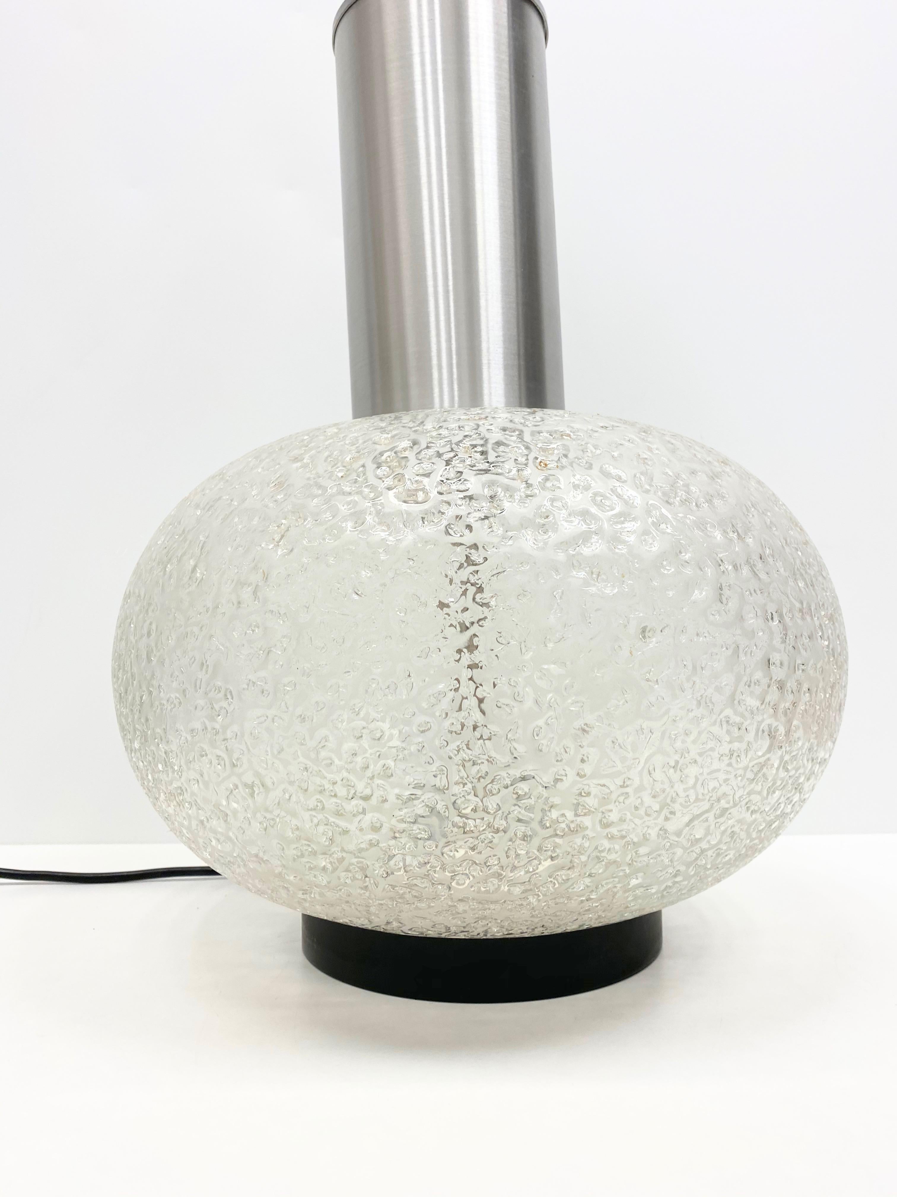 Monumental Table Lamp Foot Snowball Ice Glass Globe, 1960s Doria Leuchten For Sale 4