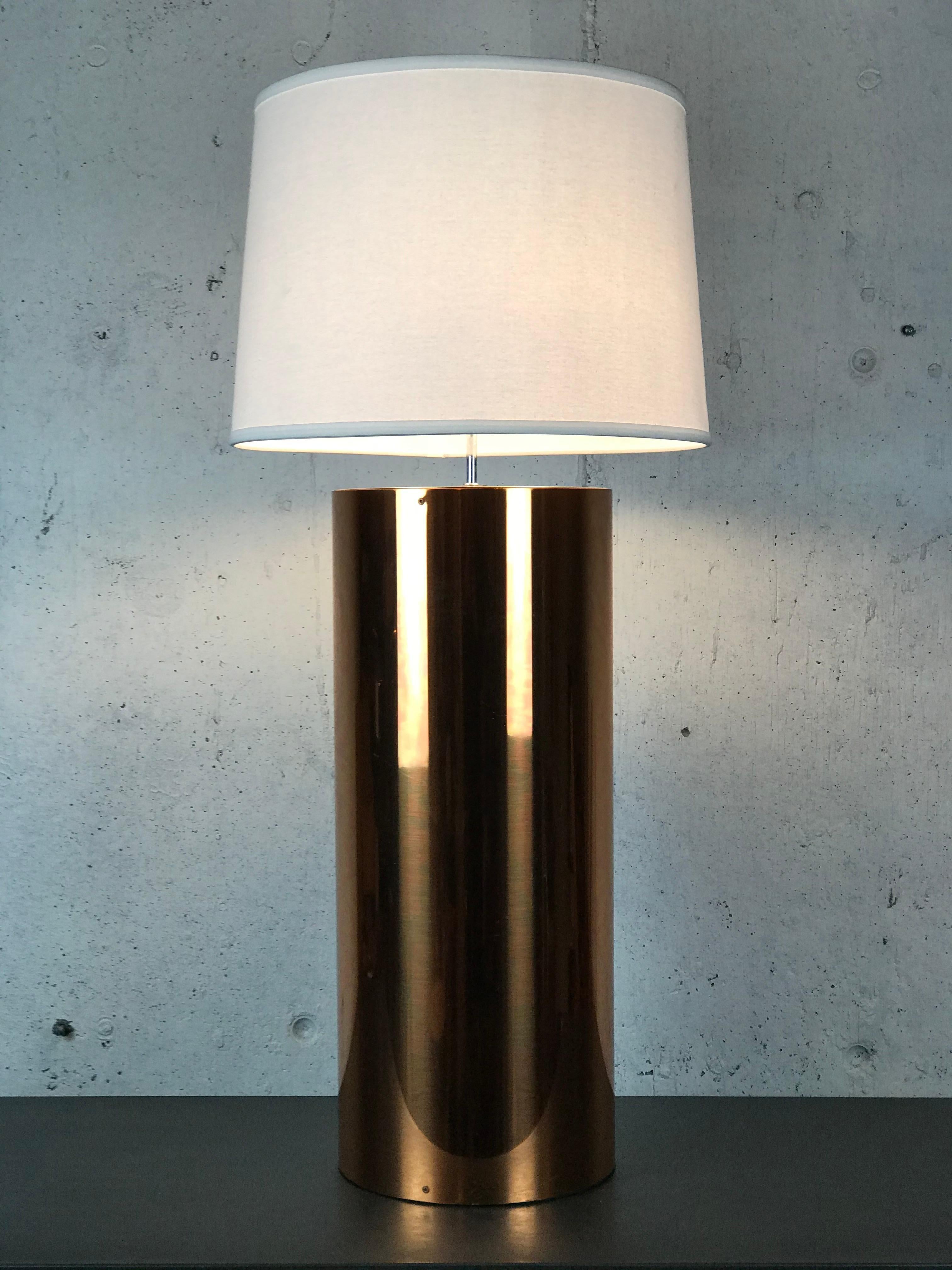Extra Large Mid Century Table Lamp Copper Cylinder Drum Form by George Kovacs 5