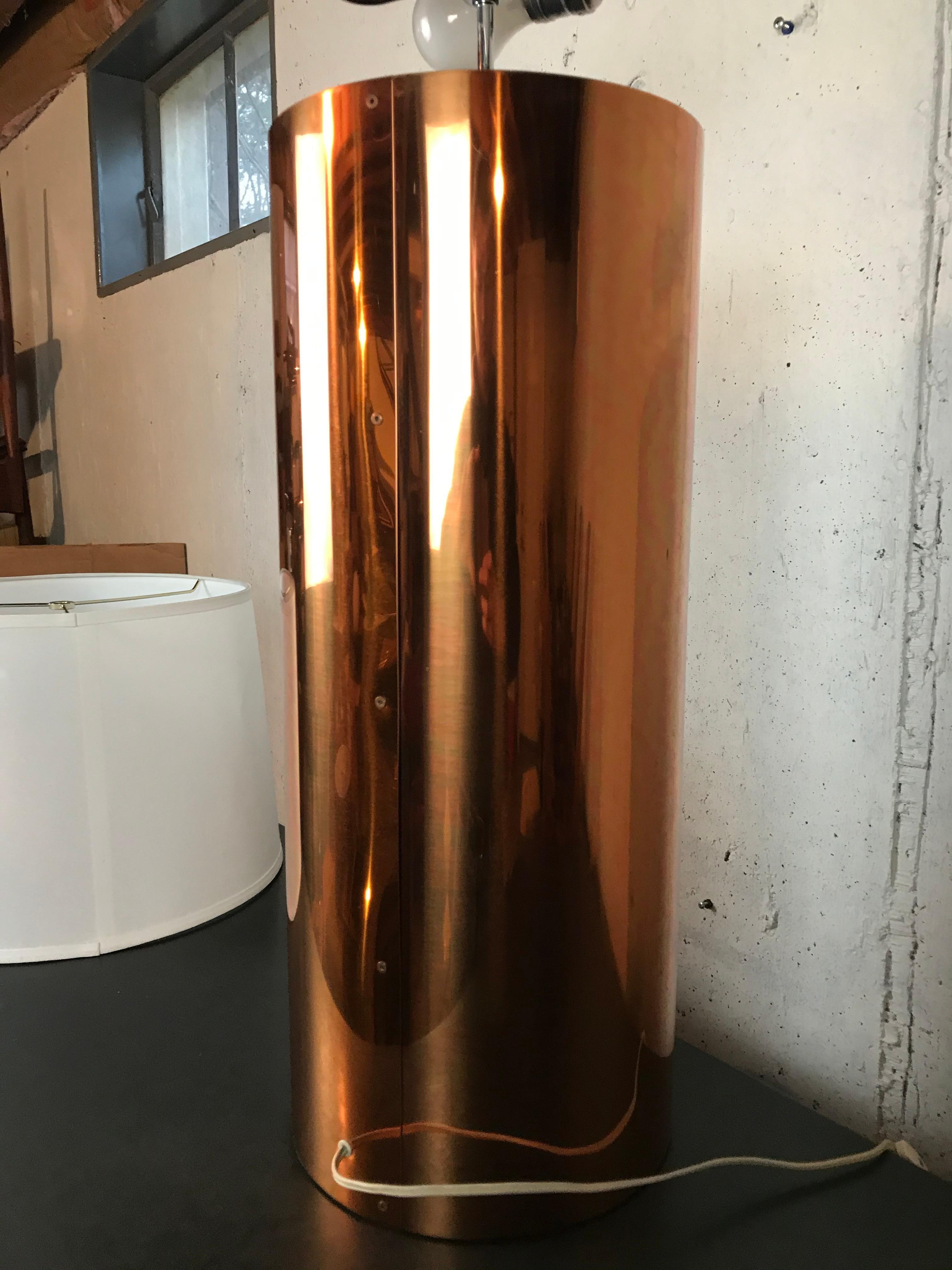 Extra Large Mid Century Table Lamp Copper Cylinder Drum Form by George Kovacs 6