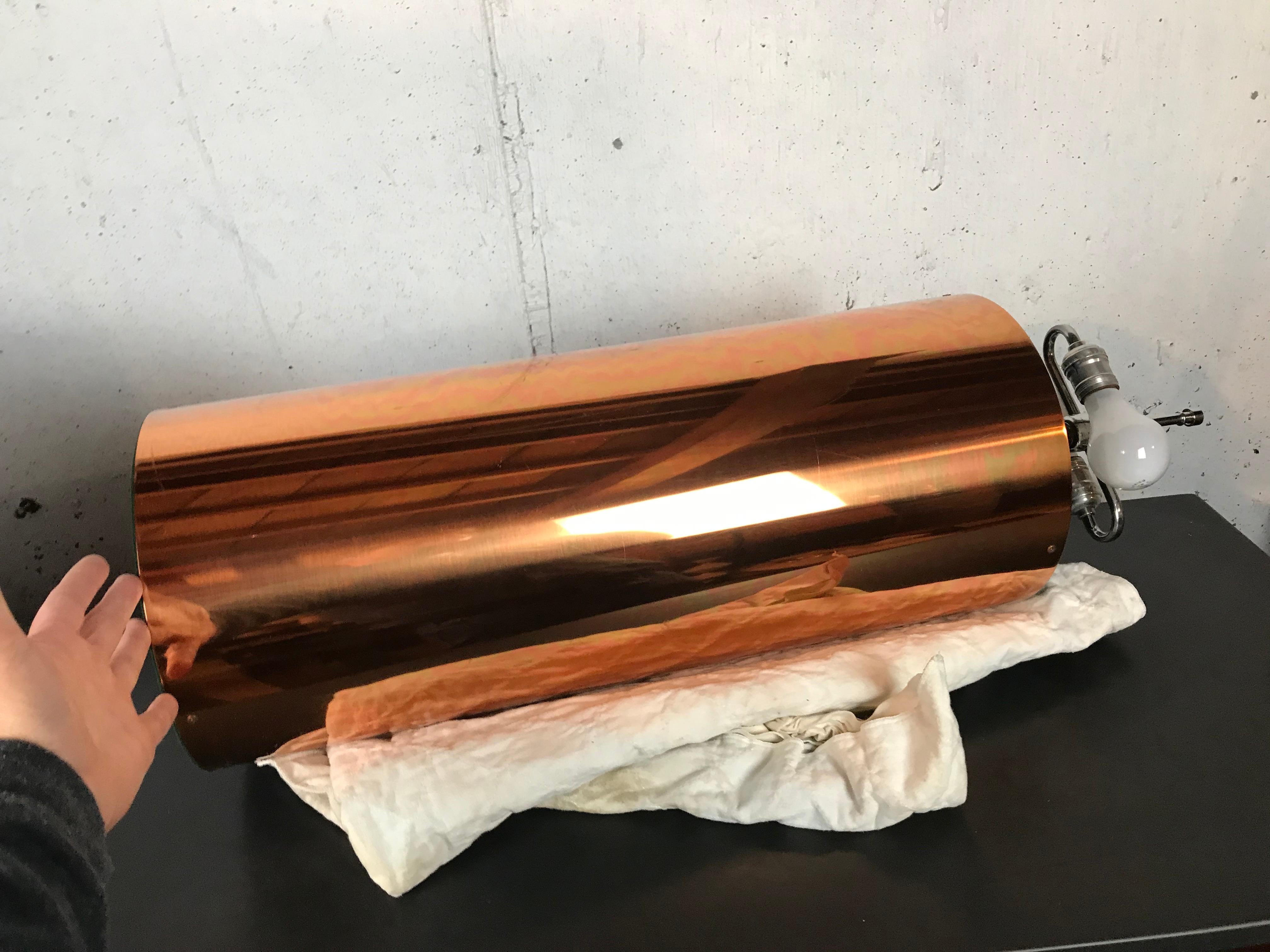 Extra Large Mid Century Table Lamp Copper Cylinder Drum Form by George Kovacs 8