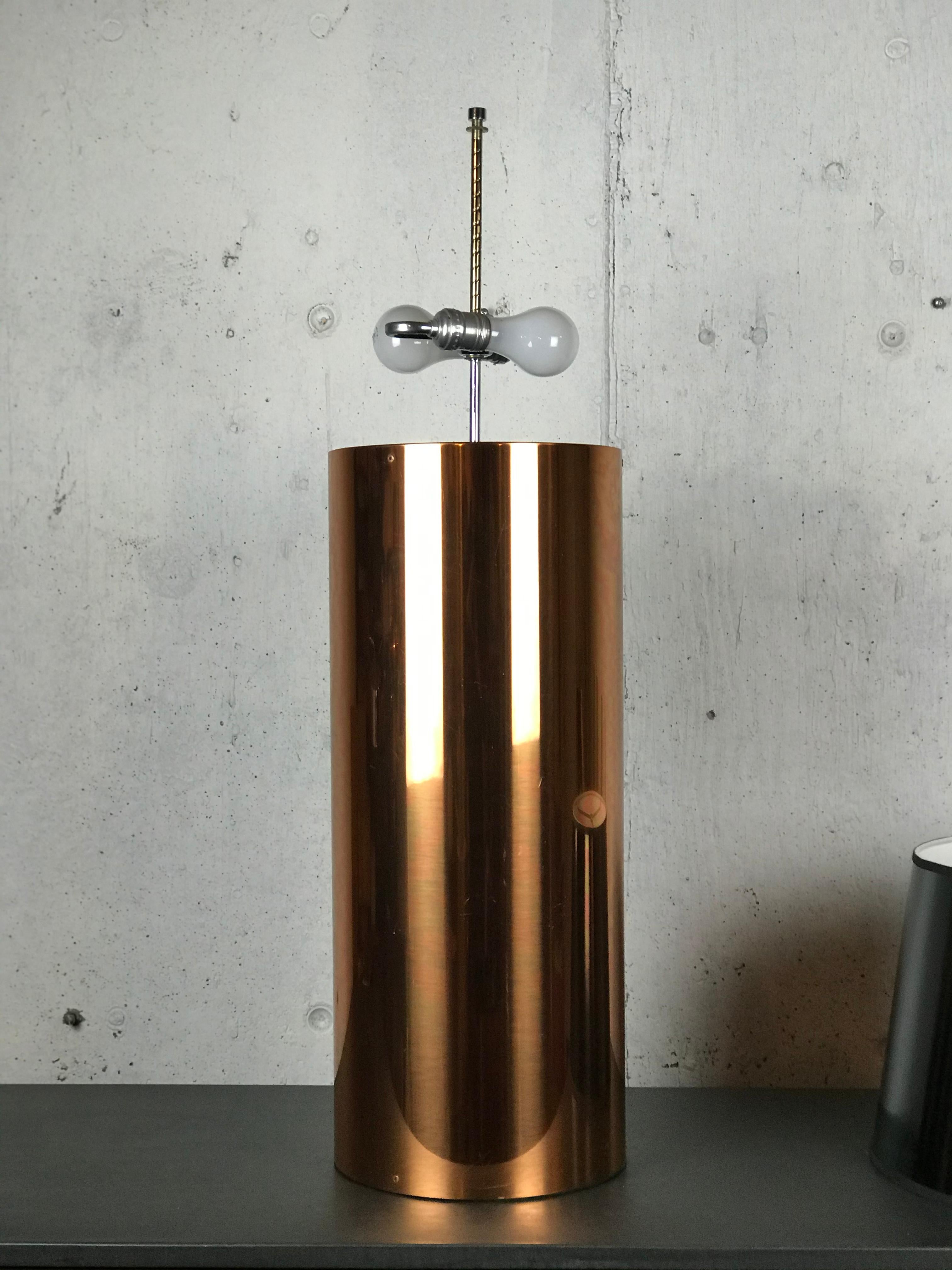 Extra Large Mid Century Table Lamp Copper Cylinder Drum Form by George Kovacs 11