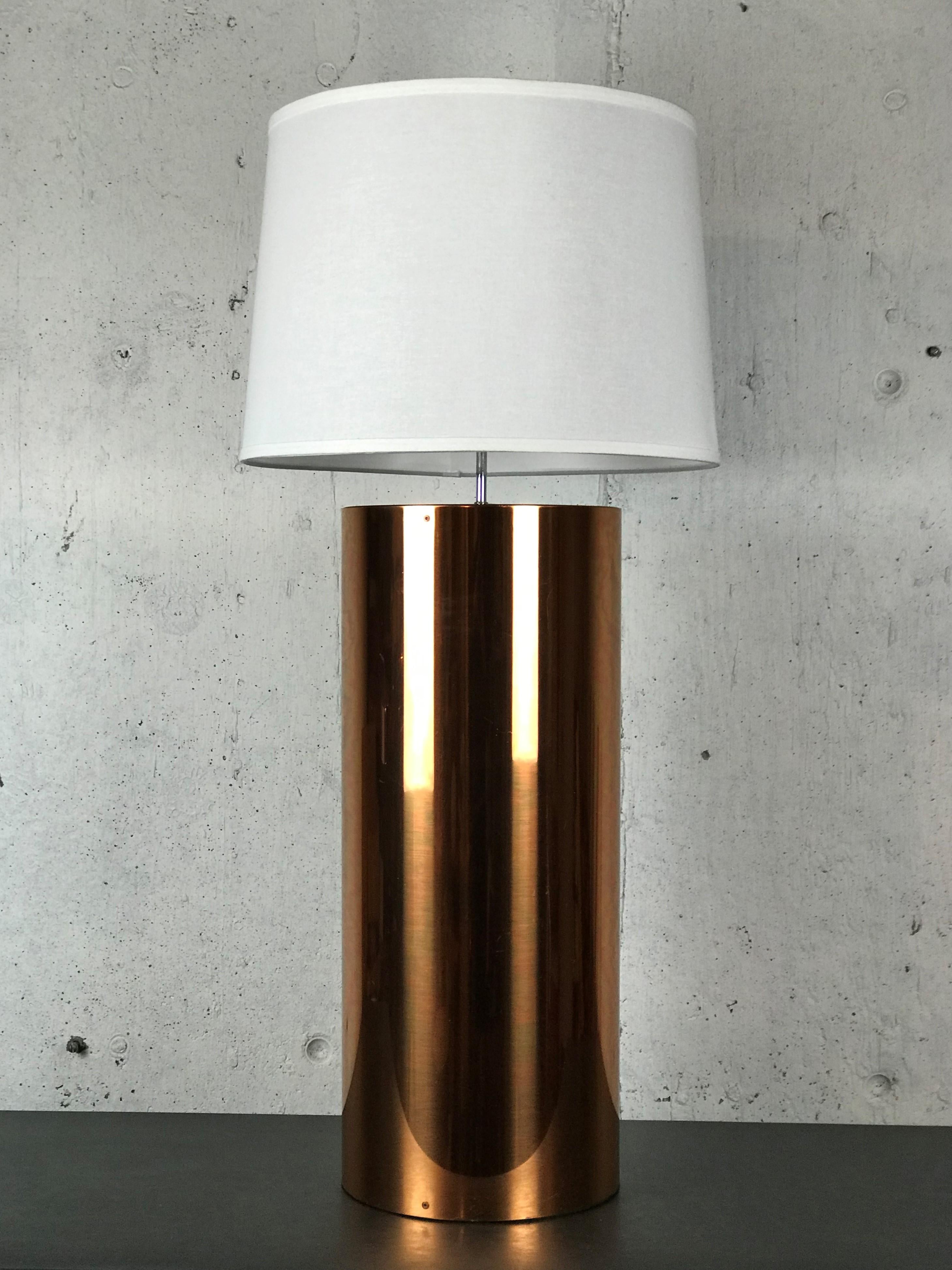 Extra Large Mid Century Table Lamp Copper Cylinder Drum Form by George Kovacs 12