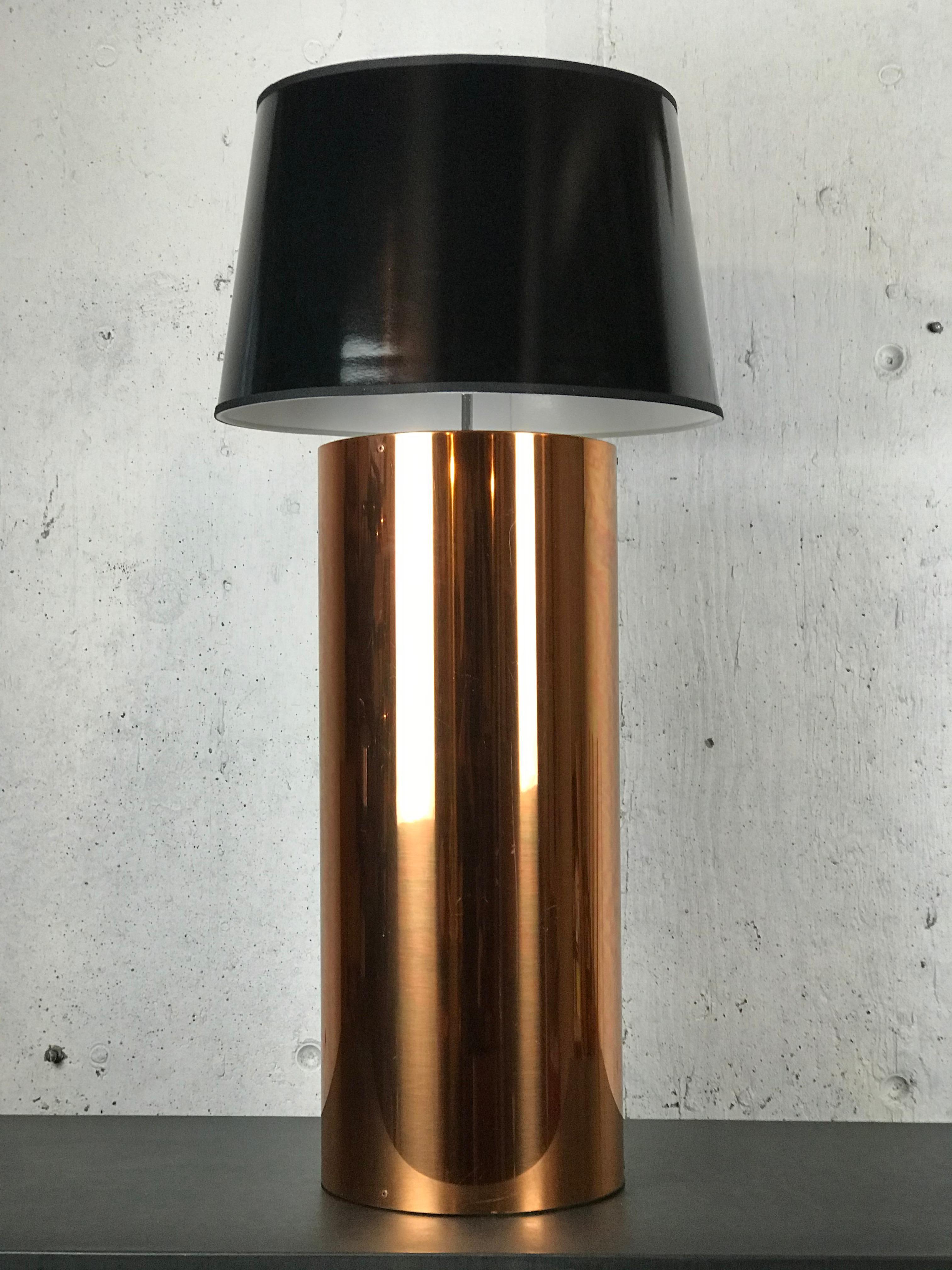 Mid-Century Modern Extra Large Mid Century Table Lamp Copper Cylinder Drum Form by George Kovacs