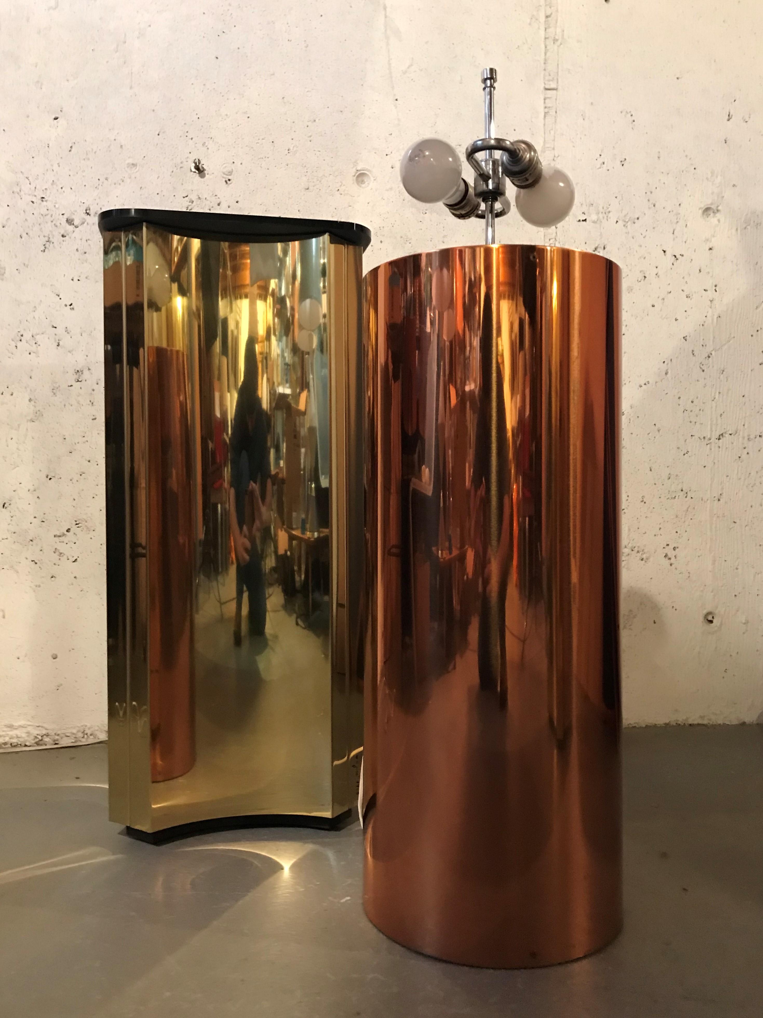 American Extra Large Mid Century Table Lamp Copper Cylinder Drum Form by George Kovacs