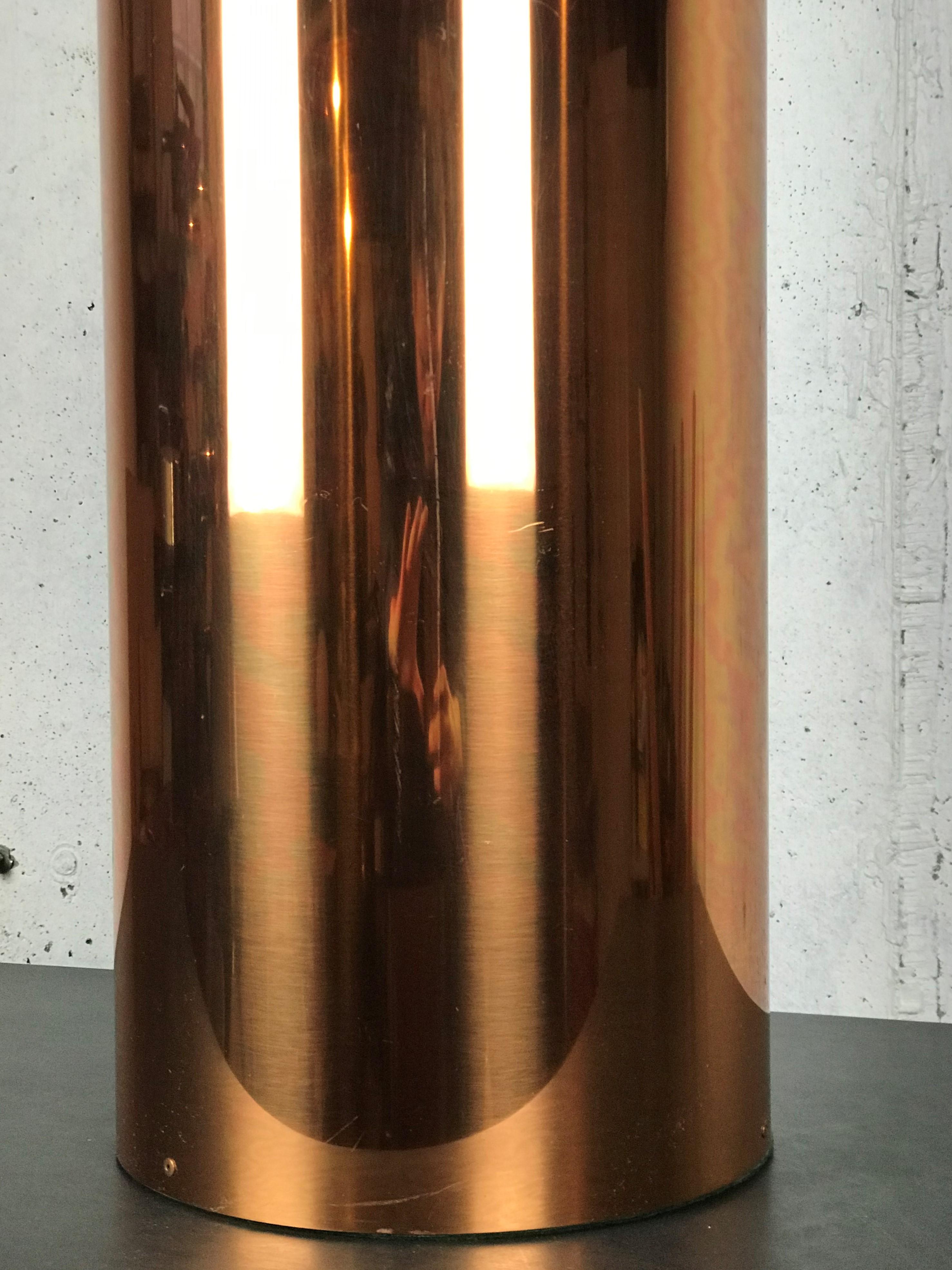 Extra Large Mid Century Table Lamp Copper Cylinder Drum Form by George Kovacs In Good Condition In Framingham, MA