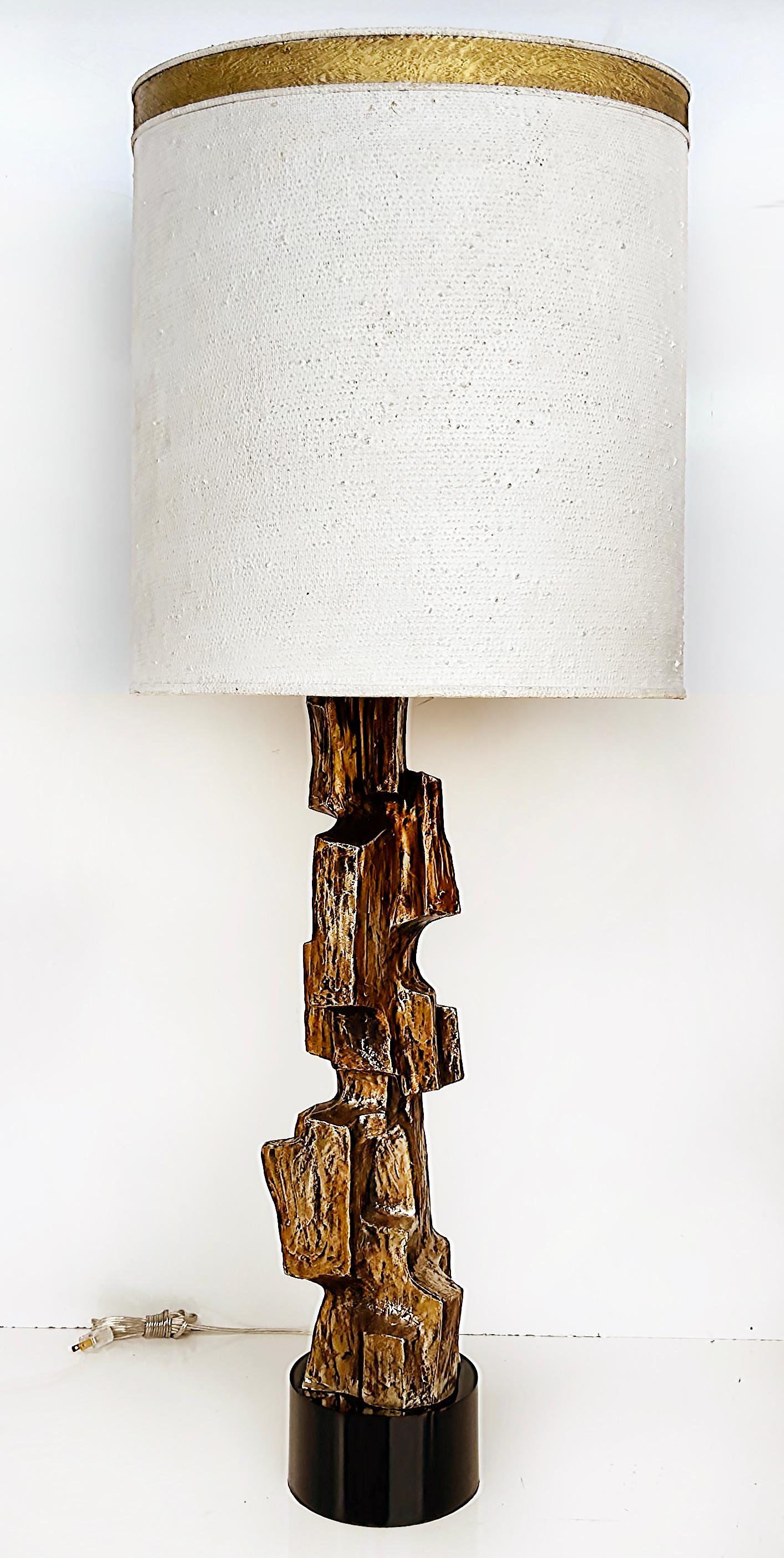 Monumental Tall Richard Barr Brutalist Laurel Table Lamps, restored pair

Offered for sale is a fabulous pair of mid-century modern sculptural Brutalist table lamps designed by Richard Barr for Laurel Lamp Company circa the 1970s.  These amazing