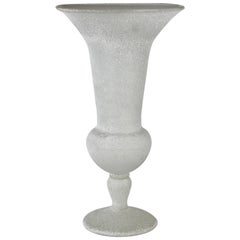 Monumental Tall Seguso Vetri dArte White 
A Scavo
 Murano Glass Vase