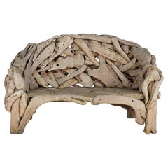 Monumental Teak Driftwood Bench