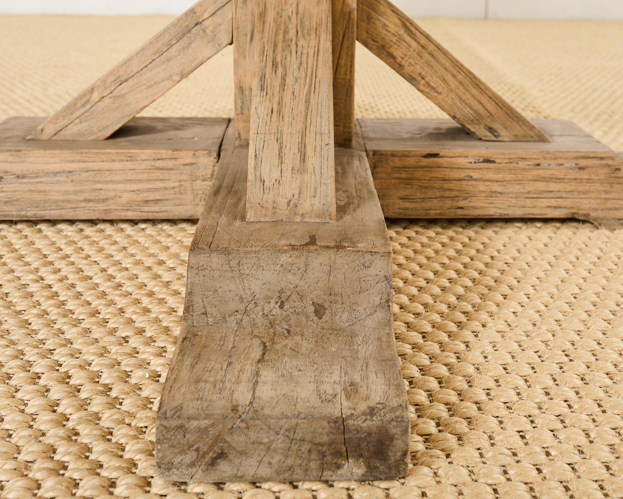 Monumental Teak Trestle Dining Table with Concrete Top 9