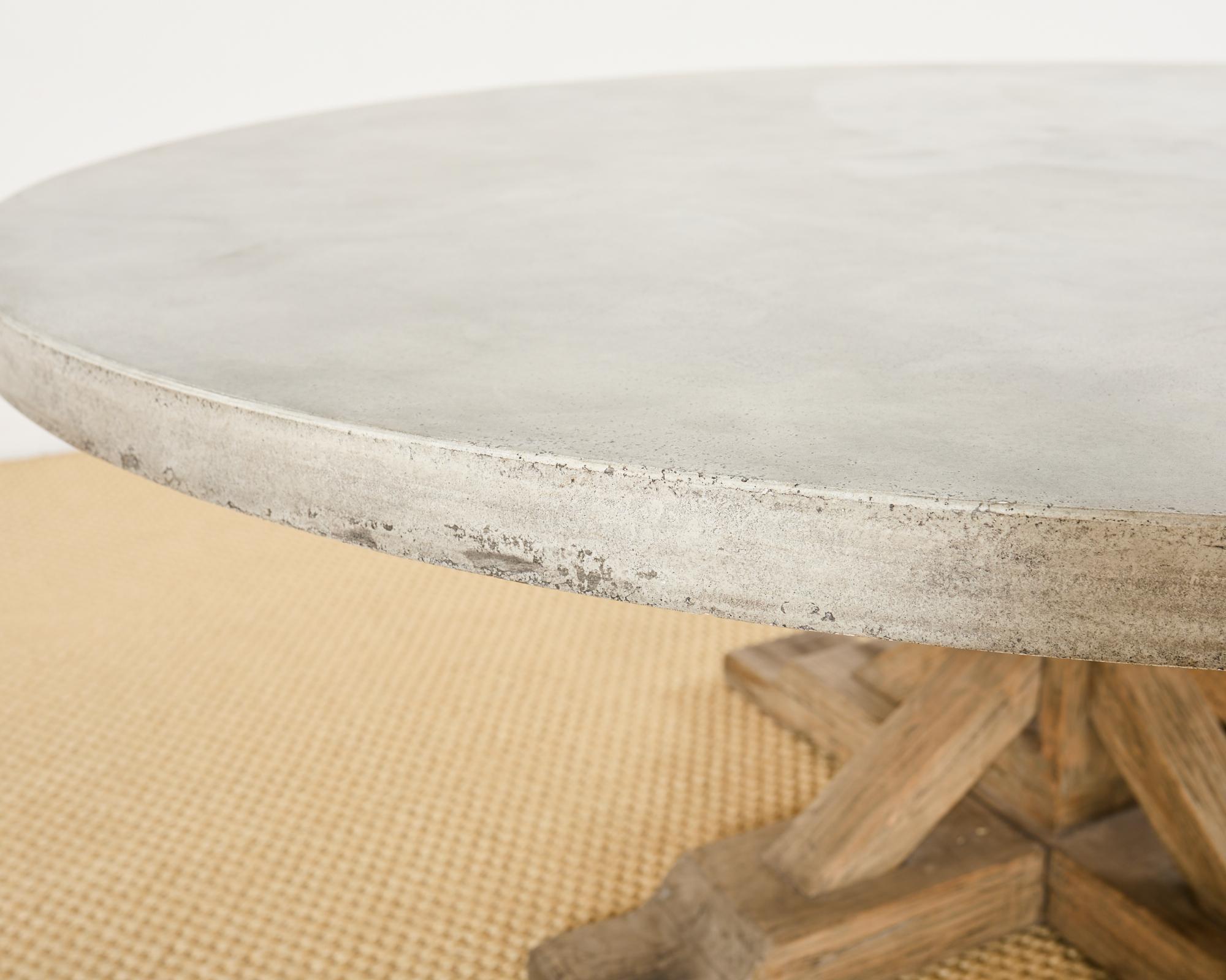 Monumental Teak Trestle Dining Table with Concrete Top 10