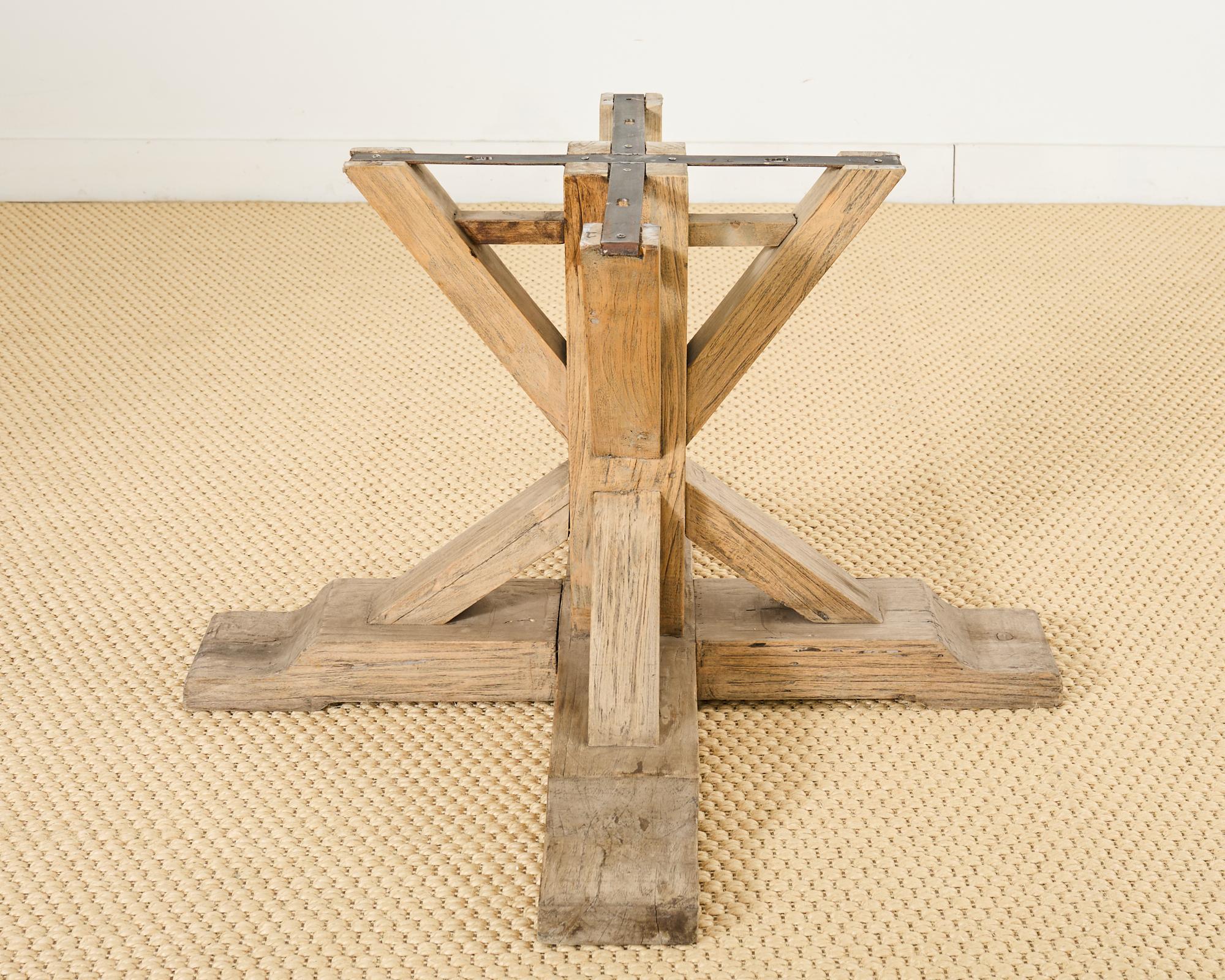 Monumental Teak Trestle Dining Table with Concrete Top 13