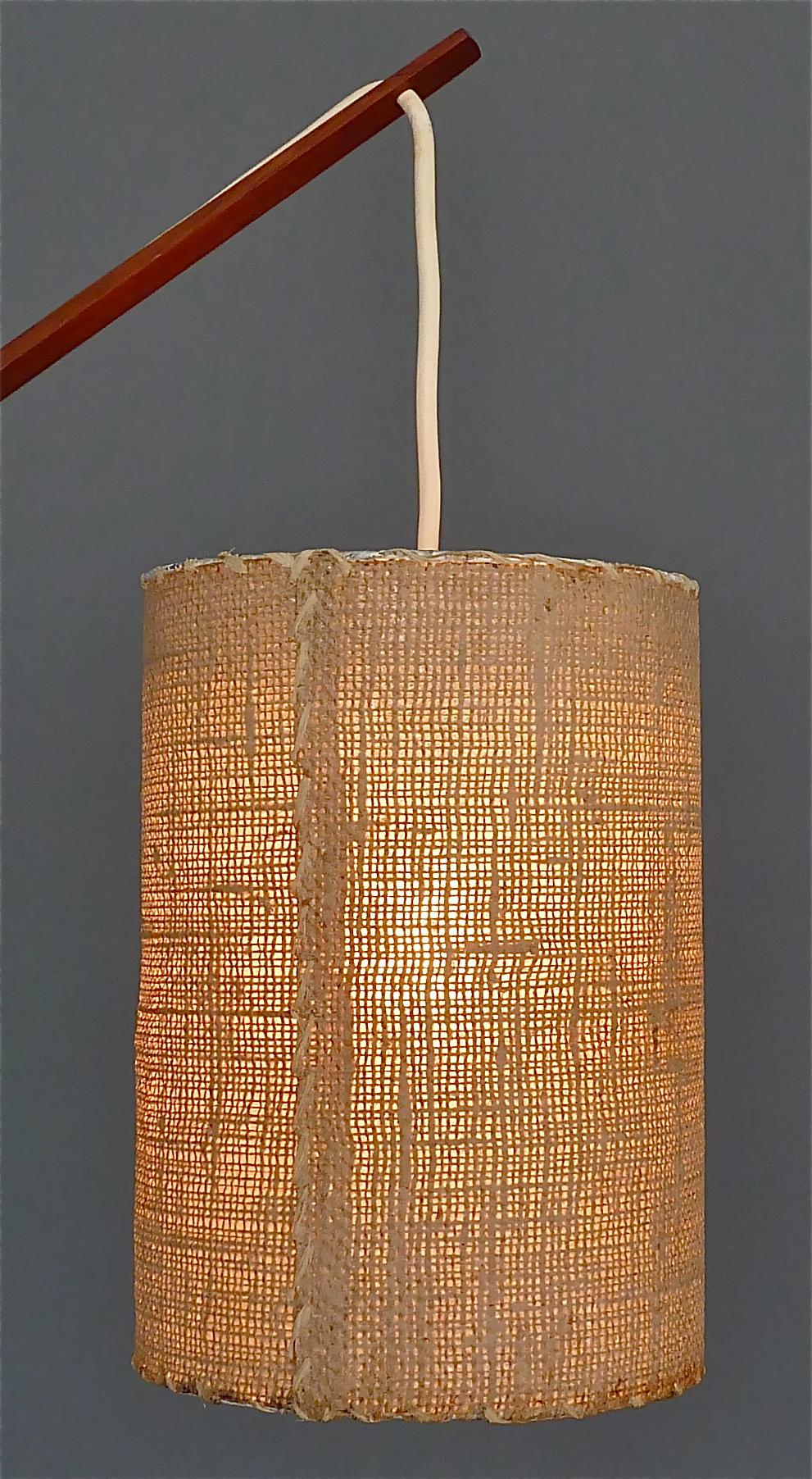 Monumental Teak Wall Lights Lamp by Rupprecht Skrip Coconut Counterweights 1950s 6