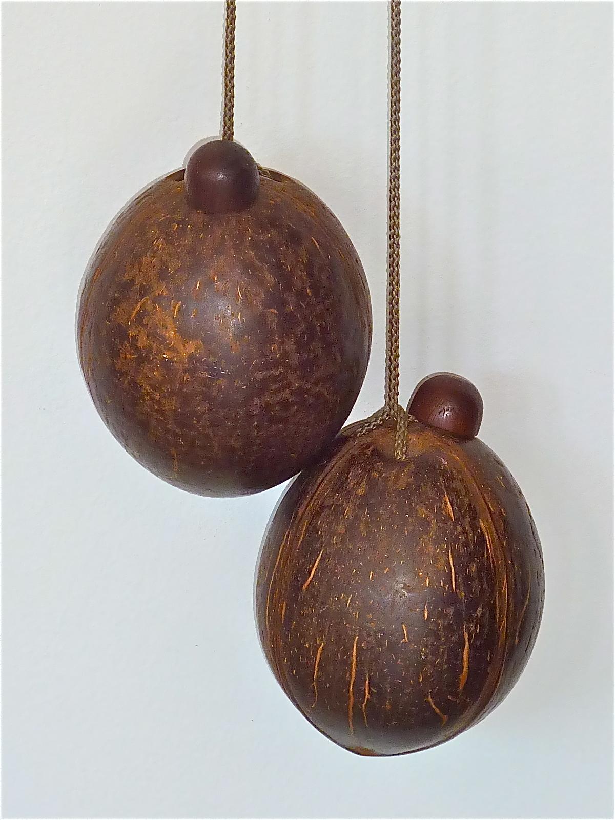 Monumental Teak Wall Lights Lamp by Rupprecht Skrip Coconut Counterweights 1950s For Sale 8