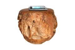 Monumental Teak Wood Ball Side Table