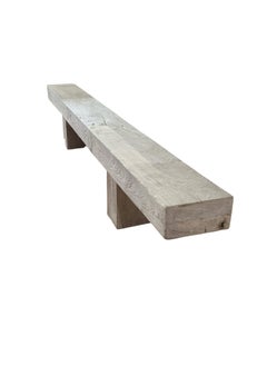 Monumental Teak Wood Bench, Modern Organic, Bleached Finish