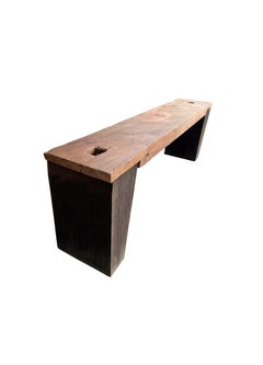 Monumental Teak Wood & Ulin Console Table, Modern Organic