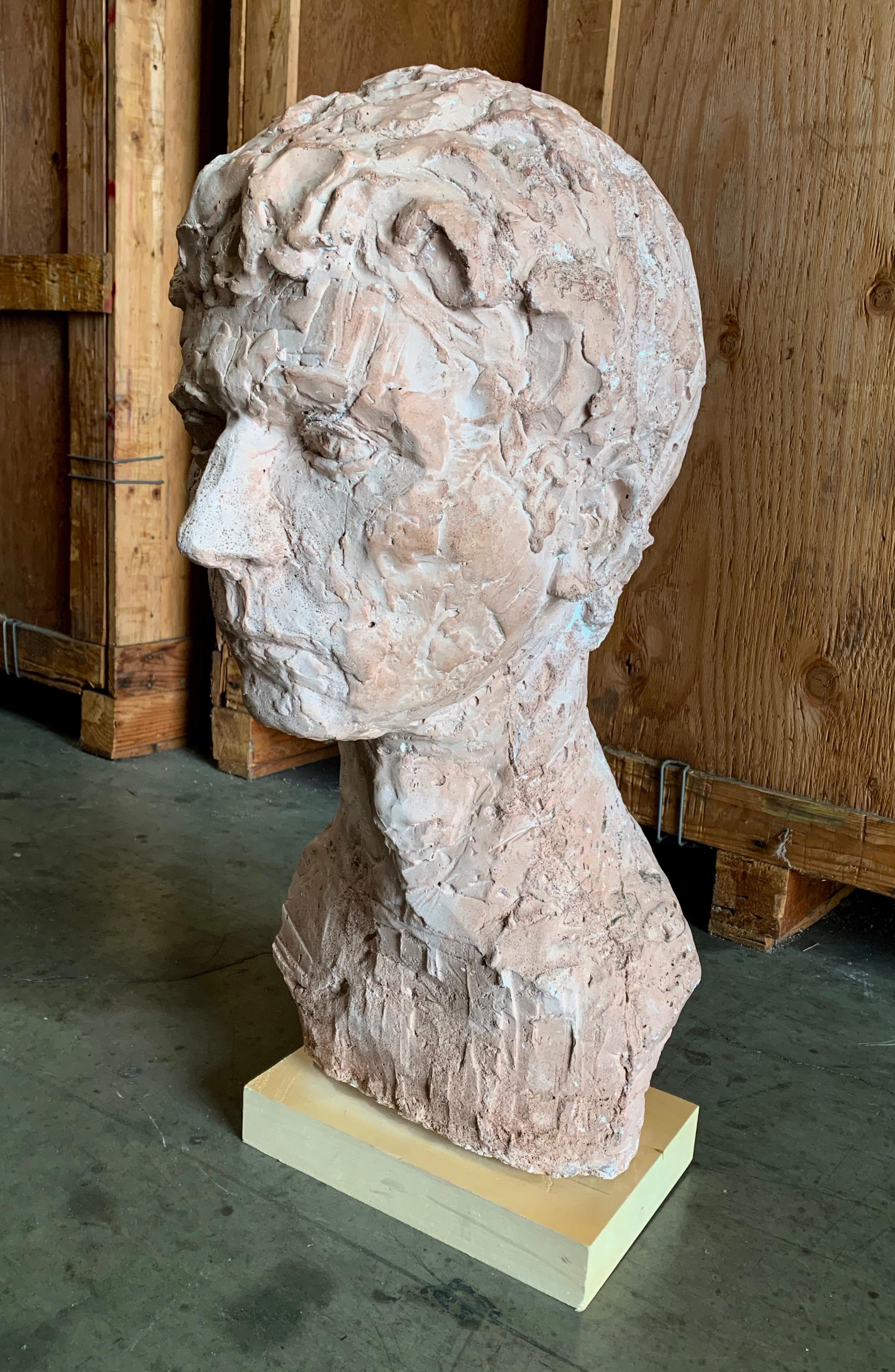 Post-Modern Monumental Terracotta Bust of a Man For Sale