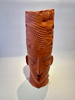 Monumental Terracotta-Ceramic Native Double Face Vase