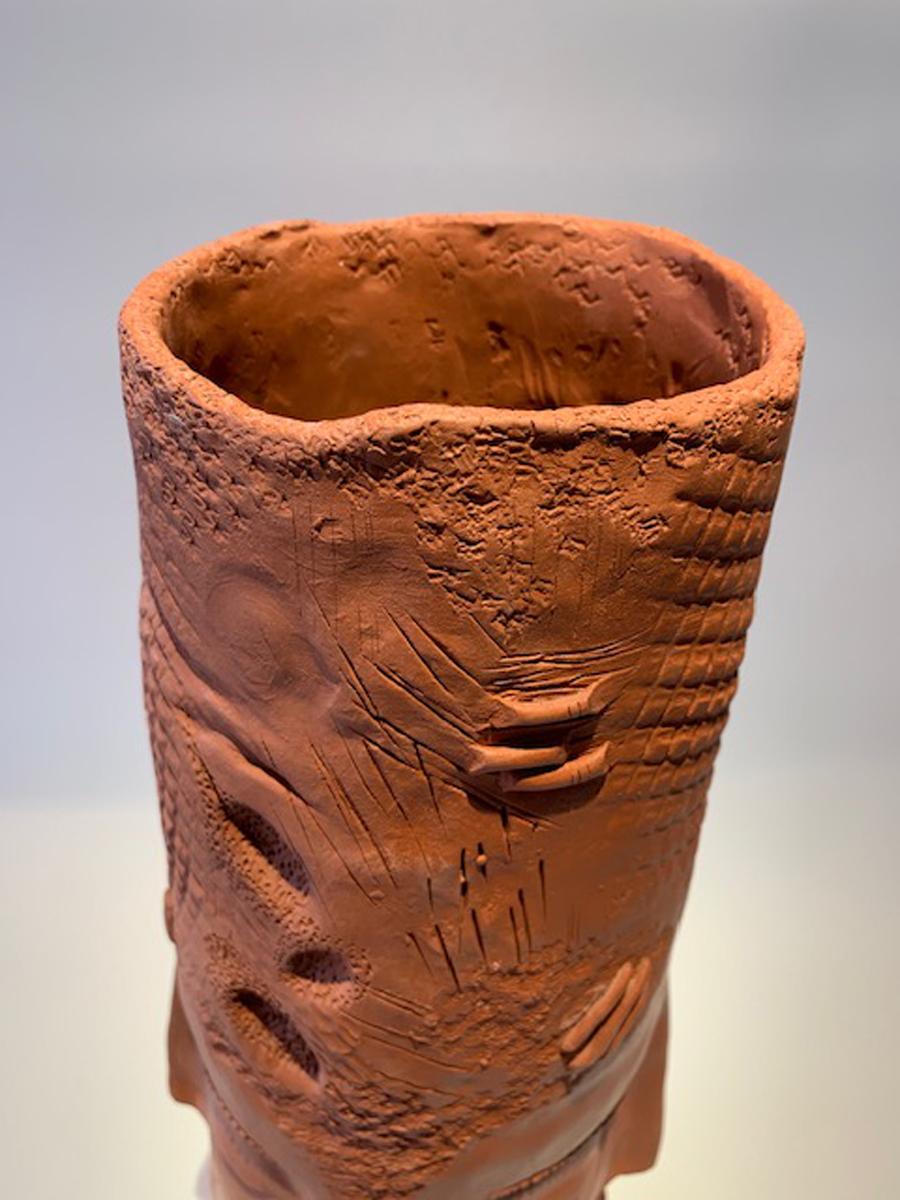 Monumental Terracotta-Ceramic Native Double Face Vase For Sale 2