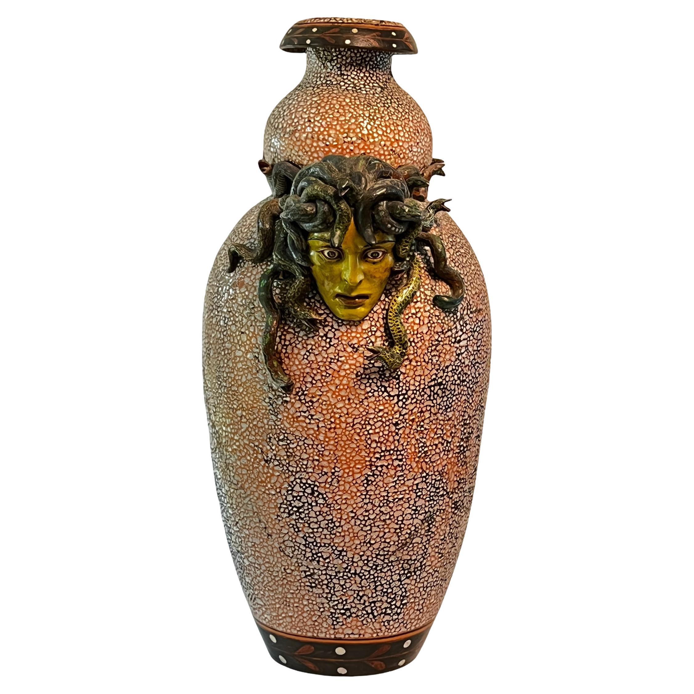 Monumental Terracotta Vase Depicting Medusa For Sale at 1stDibs | medusa  pottery