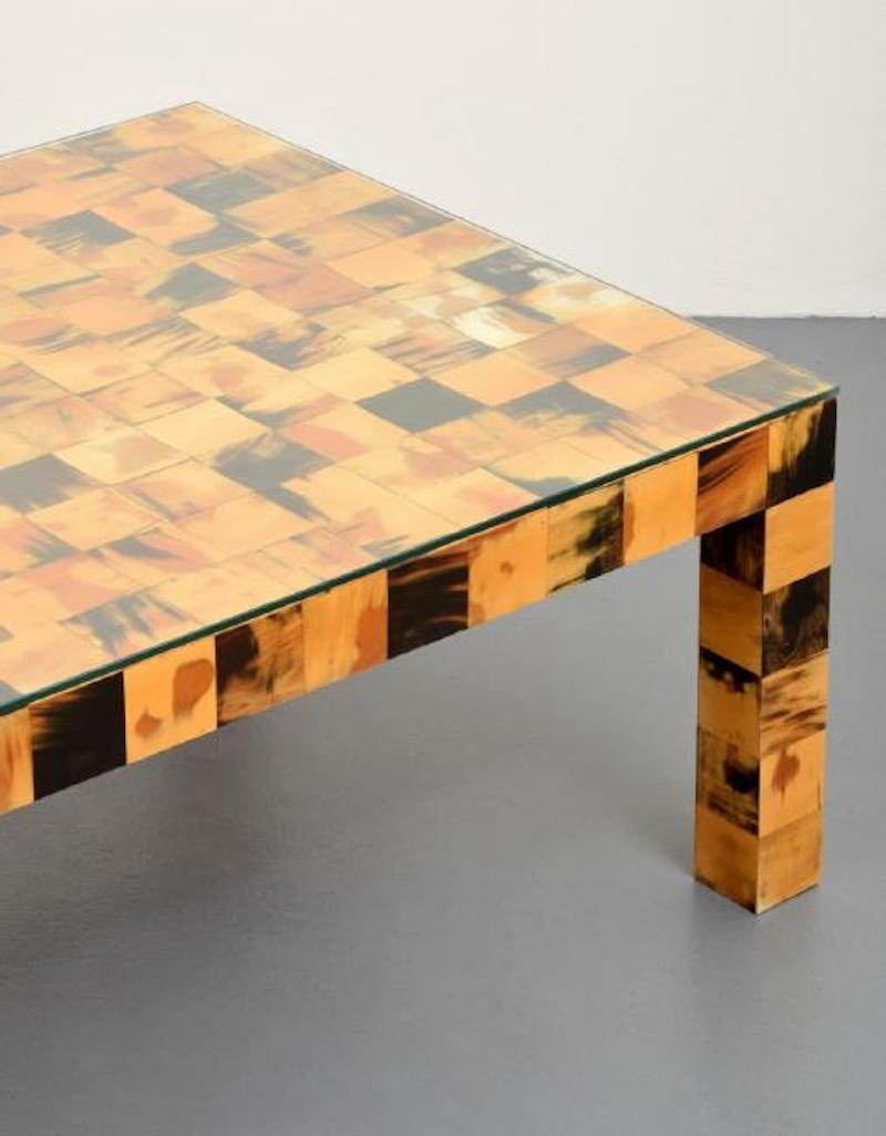Monumental Tessellated Horn Cocktail Table, 1970s, USA In Good Condition For Sale In Miami, FL