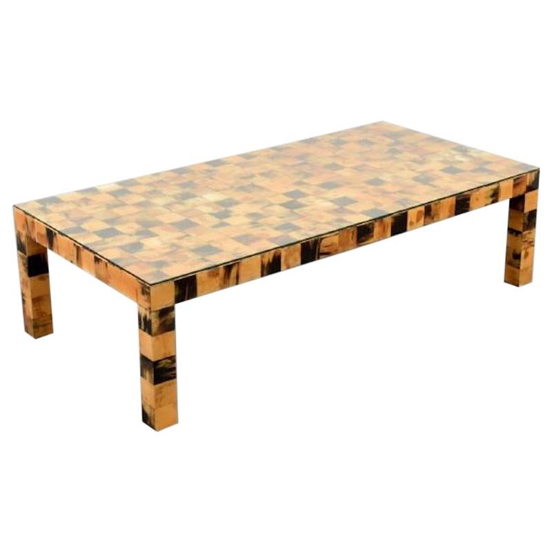 Monumental Tessellated Horn Cocktail Table, 1970s, USA For Sale