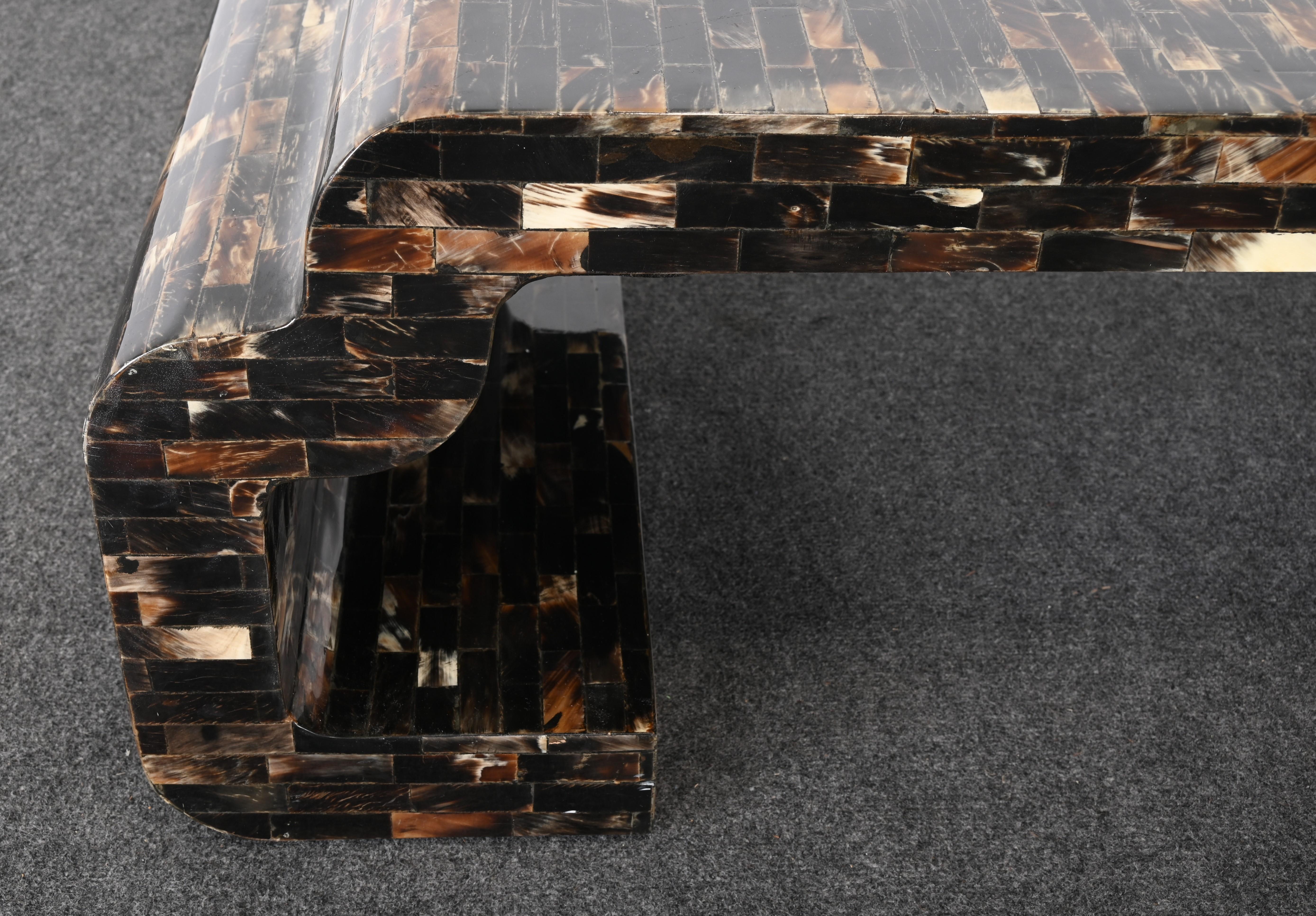 Monumental Tessellated Horn Greek Key Cocktail Table by Enrique Garcel, 1980s 8