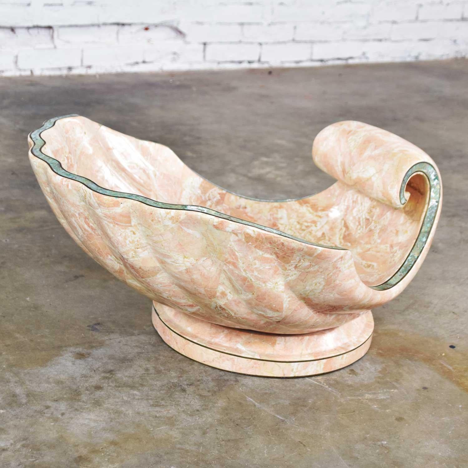 Monumental Tessellated Marble Clam Shell with Giant Pearl as Coffee Table Base For Sale 6