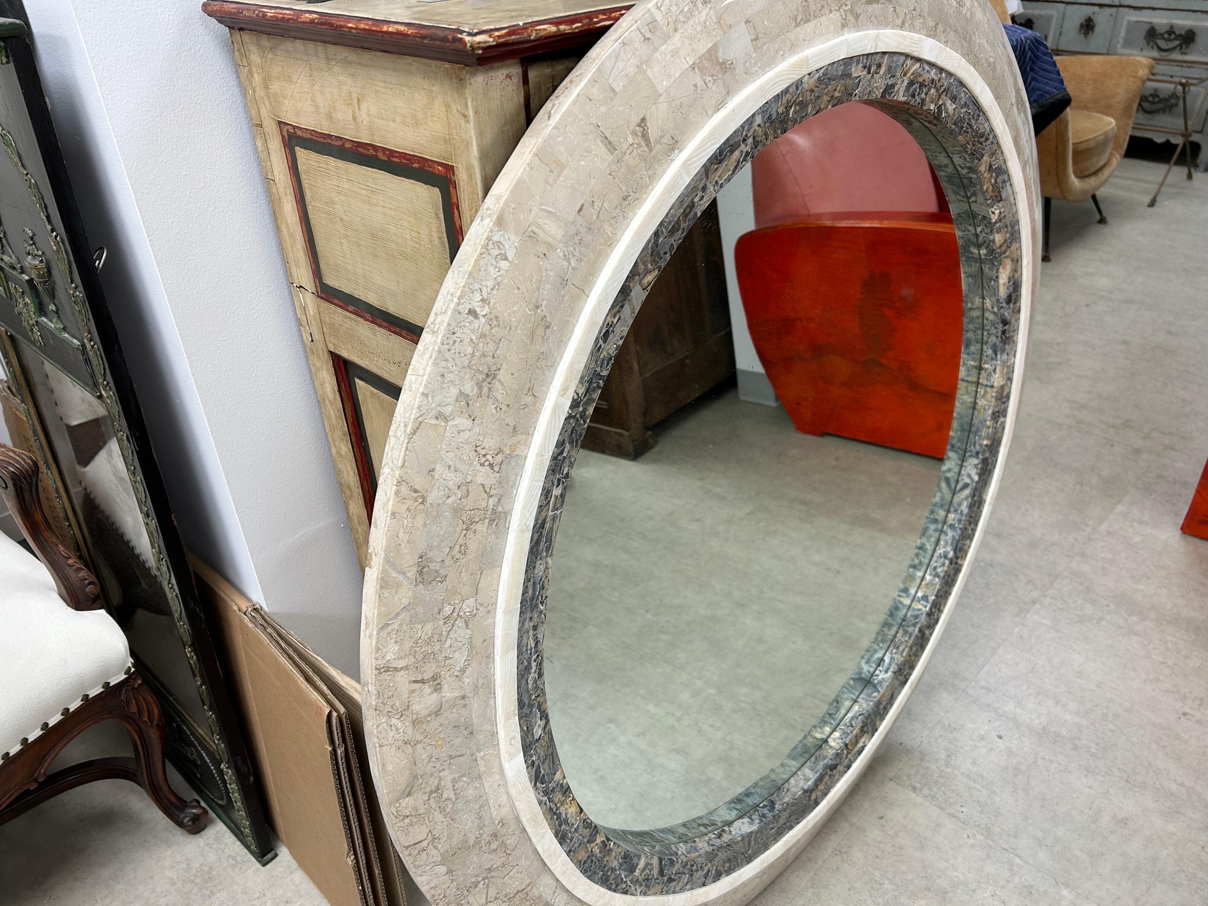 Late 20th Century Monumental Tessellated Stone Mirror For Sale