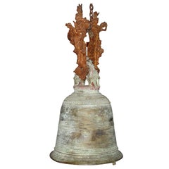 Antique Monumental Burmese Bronze and Iron Temple Bell